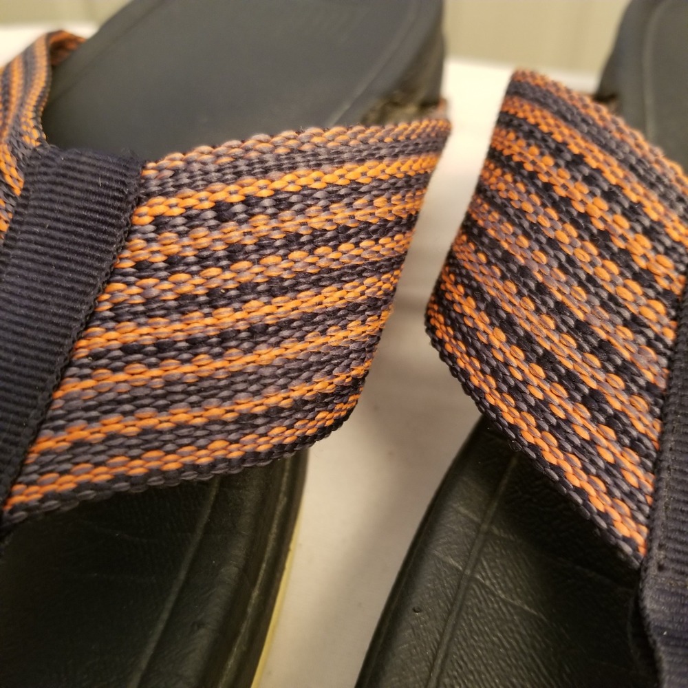 FitFlop Surfa Navy Orange Striped Webbing Thong Sandals Flip Flops Womens 10 - Picture 3 of 8